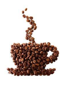 Coffee beans in the shape of a coffee cup. Stock Photo